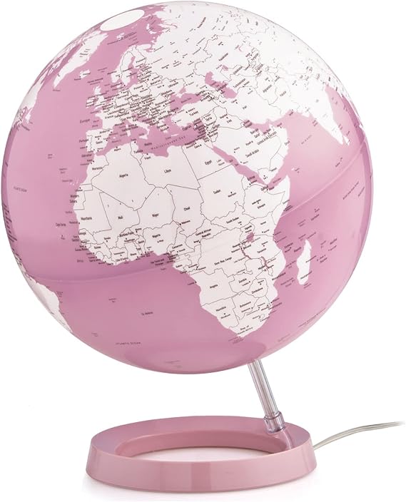 Waypoint Geographic Light & Color Globe Pink, 12" Illuminated Designer Series World Globe, Elegant, Minimalist Decorative Globe for Home and Office Decor