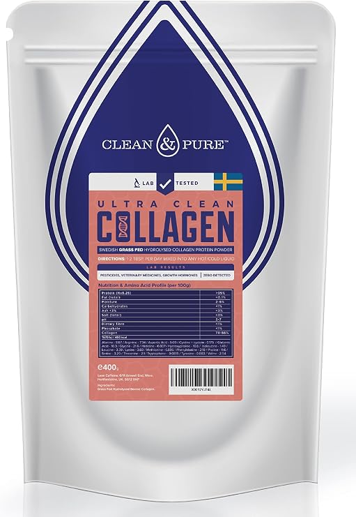 Lean Caffeine Lab Tested Collagen Powder for Women and Men 400g EU Source | 40+ Servings - Sweden Grass Fed Source - Lab Tested Super Clean Collagen Powder - Mild, Neutral Flavour - Mixes Well - 400g