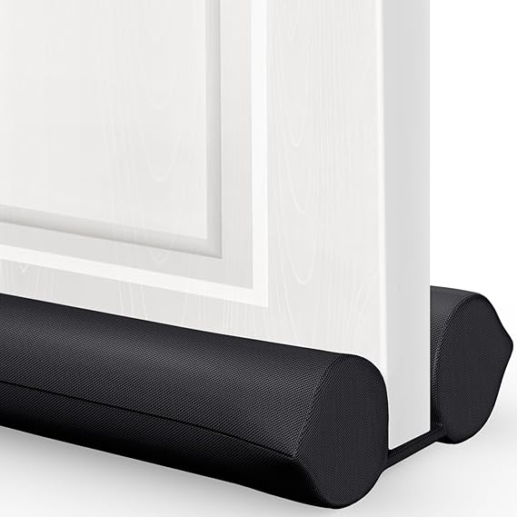 Comfyanno Under Door Draft Stopper - Bottom Door Gap Filler & Seal - Fits 24 to 30 Door, Block Cold Air, Noise, Sound, Wind, Bugs, Easy to Install, Double Side Block, No Adhesive, Black