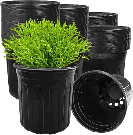 50 Pack 1 Gallon Plant Nursery Pots,Plastic Seedling Pot with Drainage Hole
