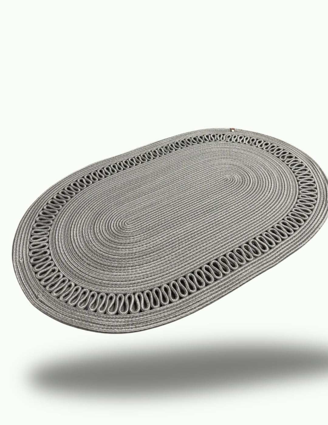 Natural Jute and Cotton Door Front Mat – With Anti-Slip Base, Decorative and Durable, For Indoor and Outdoor Use, Suitable for Bathroom, Balcony, Terrace and Pet Areas Grey, 50  70