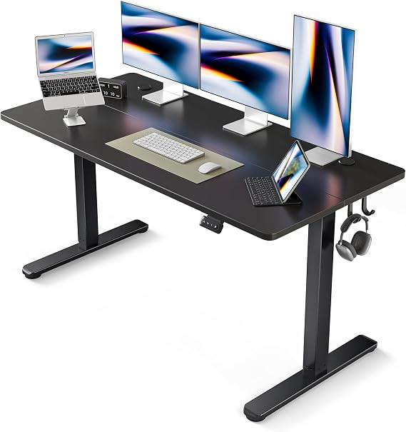 FEZIBO Electric Standing Desk, 60 x 24 Inches Height Adjustable Stand up Desk, Sit Stand Home Office Desk, Computer Desk, Black