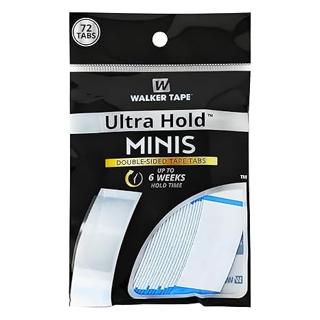 Walker Tape Ultra Hold Mini Tabs, Double Sided Wig Tape Tabs for Lace Systems and Tape in Hair Extensions Human Hair, Strong Long Lasting Hairpiece Tape for Replacement and Secure Bonding, 72 Pieces