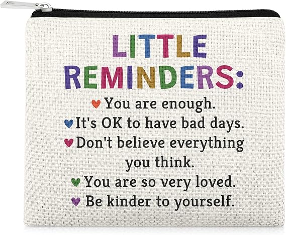 Inspirational Motivational Gifts Coin Wallet Pouch Little Reminders Coin Purse for Women Recovery Gifts for Mom Aunt Sister Grandma Coworker Nurse Coach Teacher Employee Appreciation Wallet Purses