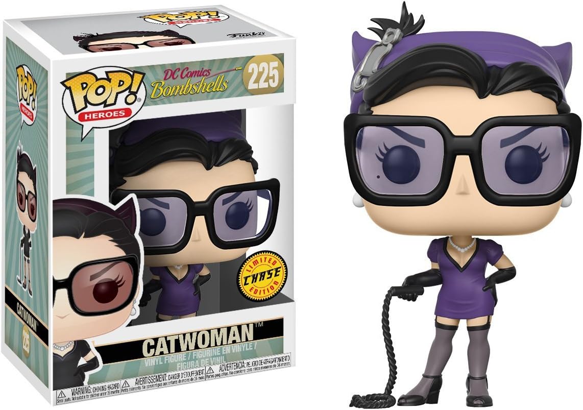 Funko Catwoman Chase Edition: DC Bombshells x POP! Heroes Vinyl Figure & 1 POP! Compatible PET Plastic Graphical Protector Bundle [#225  22893 - B]