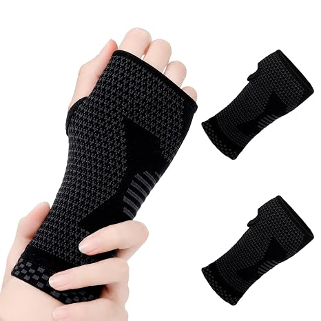 2 Pcs Compression Wrist Brace for Carpal Tunnel & Pain Relief – Adjustable Wrist Support Sleeves for Left and Right Hand – Ideal for Sports, Typing, Arthritis, and Daily Use