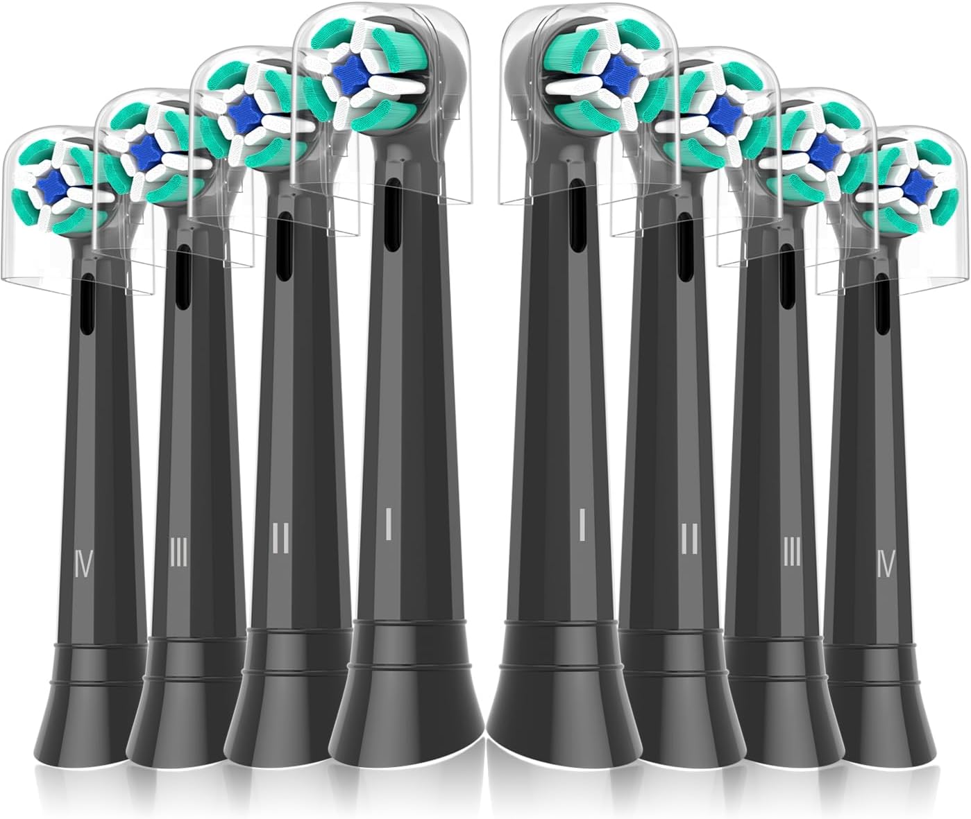 Brush Heads Compatible with Oral B iO 2 3 4 5 6 7 8 9 10 Series Electric Toothbrushes, Soft Toothbrush Head Fits for iO Ultimate Radiant Gentle Series, 8PCS Black
