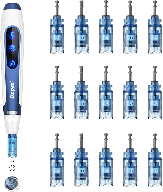 Dr Pen M8S Replacement Cartridges 18 Pin 15pcs for Cosmetic Skincare Routine, Face Use at Home or Beauty Salon, Balanced Even Coverage for Medium Areas, Compatible with Dr Pen M8S A8S A9 A11