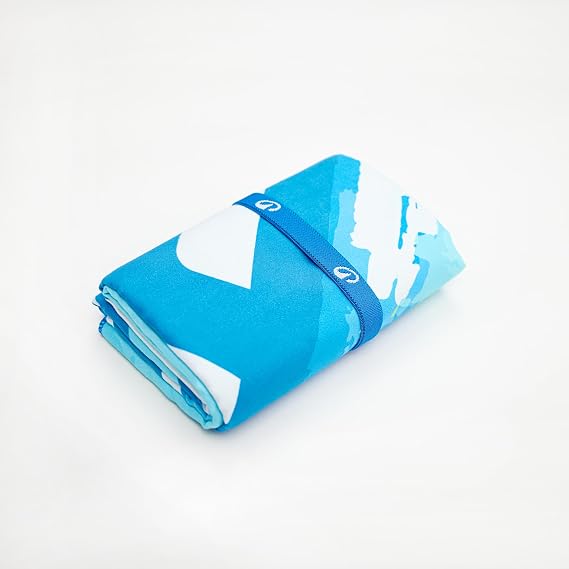 NABAIJI Microfibre Swim Towel, Blue Print Dash, Quick Dry, Microfiber, Large, Rectangular, for Adults