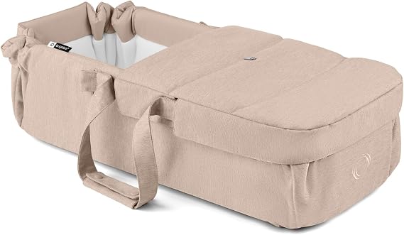 Bugaboo Baby Nest, Portable 2‑in‑1 Bassinet & Footmuff with Carry Straps, Unfolds into Cotton Mattress & Playmat, Compatible Strollers, Lie‑Flat Pod for Babies from Birth – Desert Taupe