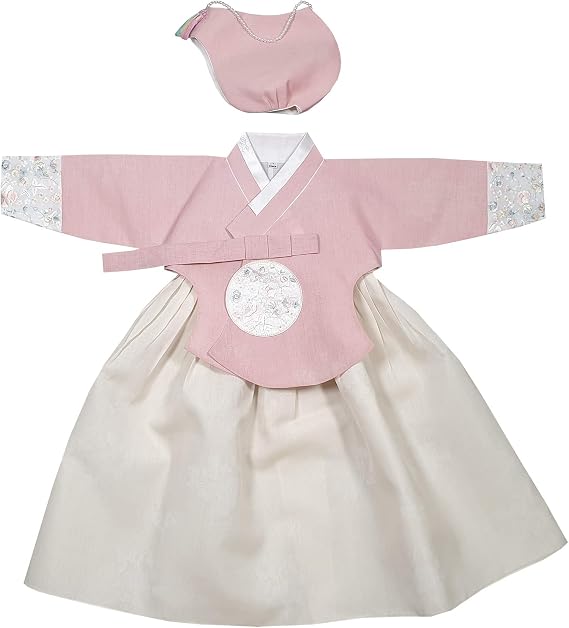 Korean Hanbok Dress Baby Girl 100th Days Birth BAIKIL Party Celebration Baby Pink Beige os100