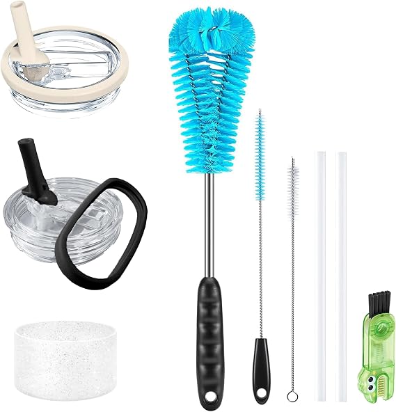 2 Pack 40 oz Stanley Cup Replacement Lid + 4 Pack Bottle Brush Cleaner Set