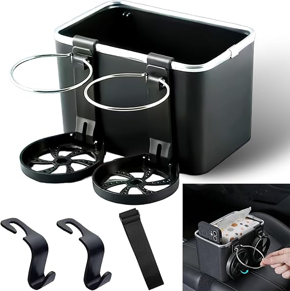 Car Armrest Storage Box, Armrest Storage Box for Your Car, Armrest Storage Box with 2 Cup Holders, Universal Car Armrest Storage Box Car Interior Accessories for Most Vehicles (Black*1)
