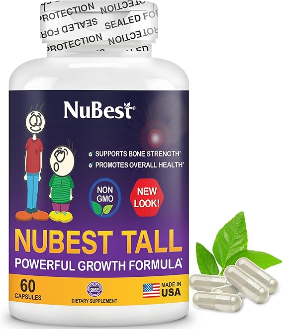 NuBest Tall | Support Bone Strength, Bone Health, Enhanced Immune and Whole Body Wellness with Calcium, Collagen, and Herbs for Ages 5& Teens | 60 Capsules