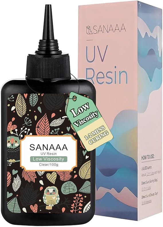 SANAAA UV Resin 100g Low Viscosity Transparent UV Resin Hard Crystal Clear UV Solar Curing Resin for Jewellery Making Earrings Craft Decoration Coating and Repair