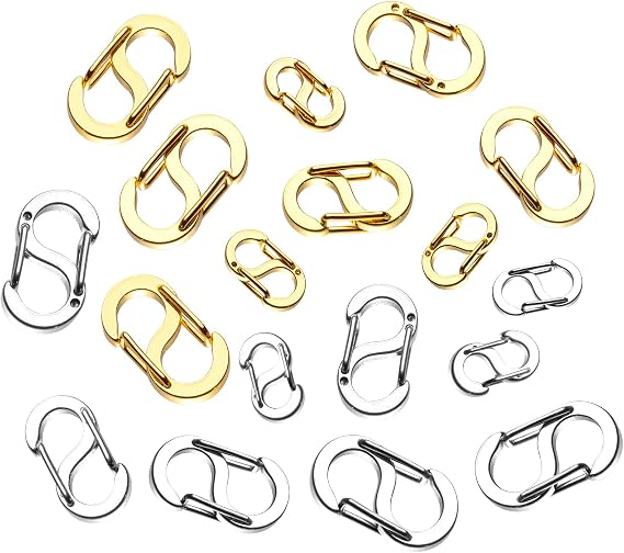 18Pcs Necklace Shortener Clasps, Double Opening, 3 Sizes, Gold/Silver