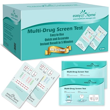 Easy@Home 25 Pack Multi-Drug Screen Test, 12 Panel Urine Drug Testing Kit