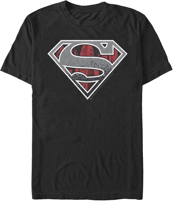 DC Comics Mens Superman Concrete Logo Short Sleeve Tee T-Shirt, Black, Large US