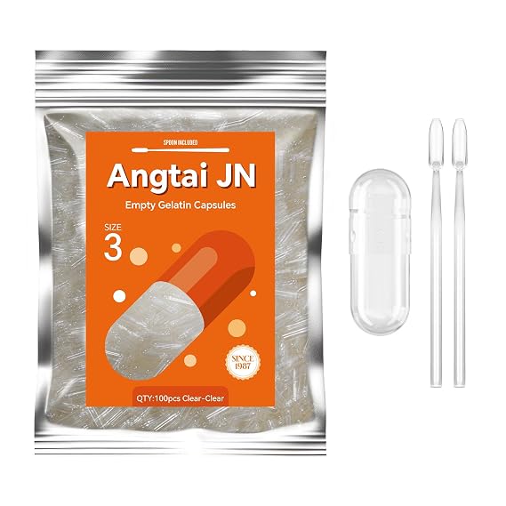 Empty Gelatin Capsules Size 3 - (100 Count) Clear Small Empty Capsules Ideal for DIY Filling - Pill Gel Caps with 2 Filling Spoons for Capsule