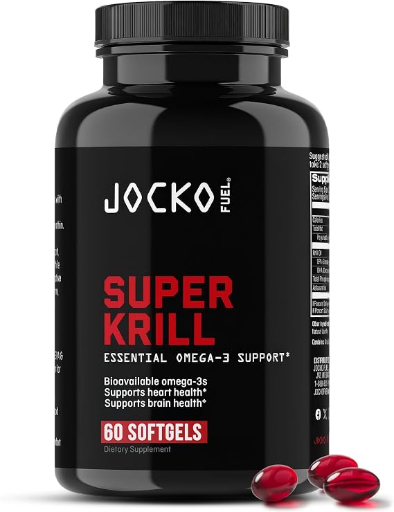 Jocko Fuel Super Krill Oil Omega 3 Supplement, 1000mg Softgel | 30 Serving