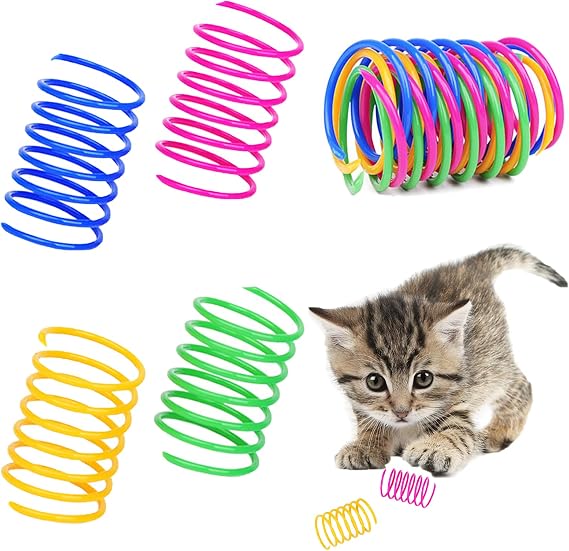 ISMARTEN Cat Spring Toys Pet Wide Plastic Colorful Springs Cat Toys for Cat Kitten Pets (Random Color) (10pcs)