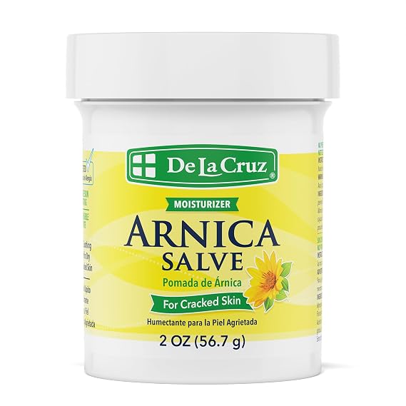 De La Cruz Arnica Salve Body Moisturizer Dry & Cracked Skin 2 oz (56.7 g) | Foot, Heel, Hand, Elbow, Body Moisturizer, Allergy Tested, 24 hour Moisture, Arnica Montana, Made in USA