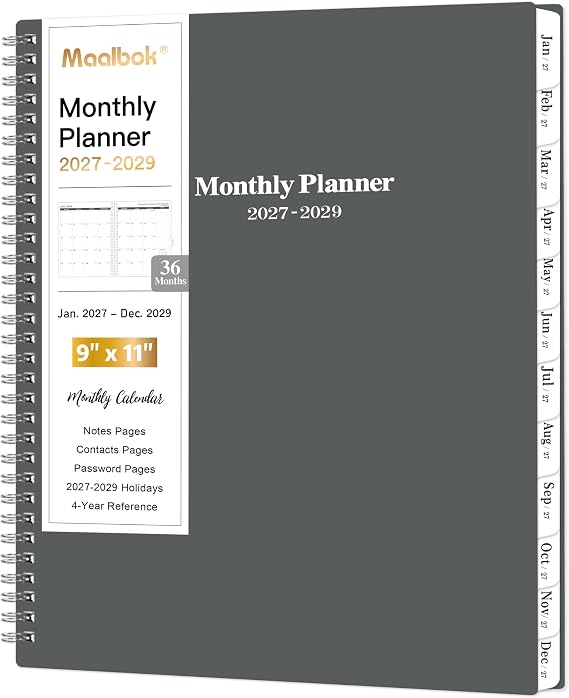 2027-2029 Monthly Planner/Calendar - Jan. 2027 - Dec. 2029, 3 Year Calendar