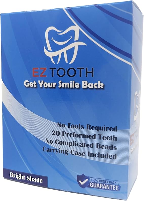 EZ Tooth - Amazing Temporary Tooth - Preformed Tooth - Replacement Kit for Missing Tooth - Instant Repair Temp Teeth - Natural and Bright Shade - Patent Pending (Bright Shade)