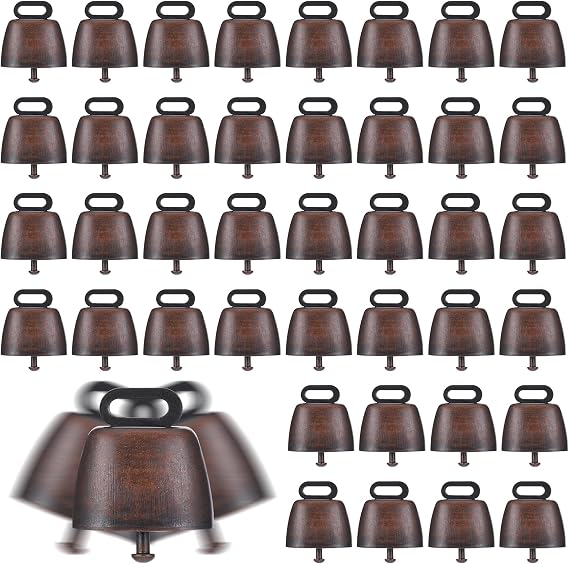 40PCS Cow Horse Sheep Grazing Copper Bells Small Brass Bells Cattle Goat Farm Loud Bronze Bell Long Distance Horse Sheep Iron Bells for Christmas Decoration (Red Bronze)