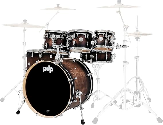 Pdp Concept Series 7Piece Maple Shell Pack W/ 22" Bass Drum & Chrome Hardware - Satin Charcoal Burst