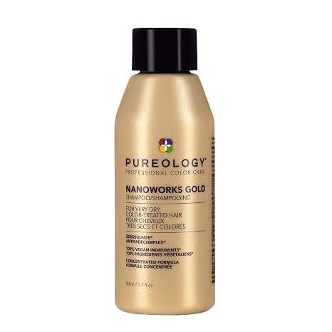 Pureology Nanoworks Gold Shampoo - For Very Dry and Color-Treated Hair, Renews Softness & Shine, Sulfate-Free & Vegan