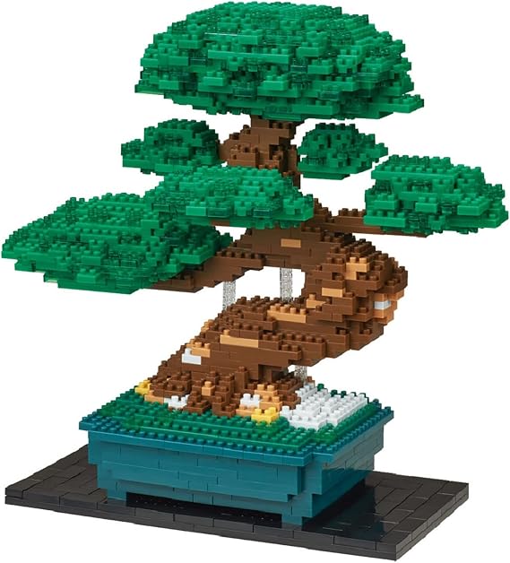 nanoblock - Bonsai Matsu Deluxe Edition World Famous, Advanced Hobby Series Building Kit, Green (NB039)