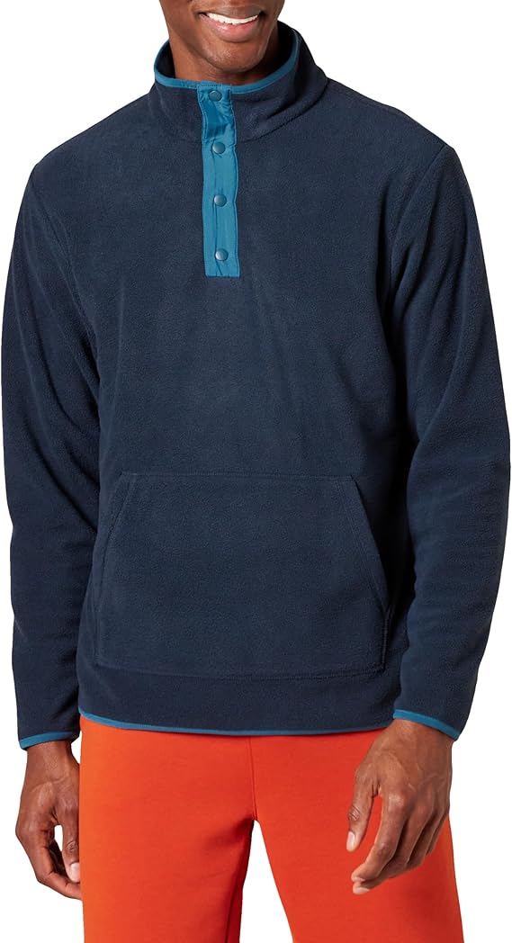 Amazon Essentials Men's Snap-Front Pullover Polar Fleece Jacket, Midweight Outerwear