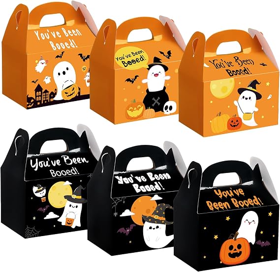 Yexiya 24 Pcs Halloween You've Been Booed Treat Box with Handle