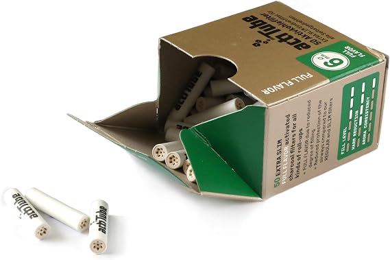 actiTube Extra Slim Gold Active Carbon Filter 6mm 50 50g Pack