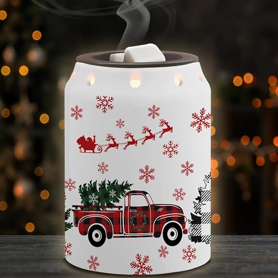 Christmas Wax Warmer, Truck Christmas Decorations for Home, Winter Xmas Ceramic Wax Melt Warmer, Truck Decorations for Living Room Bathroom