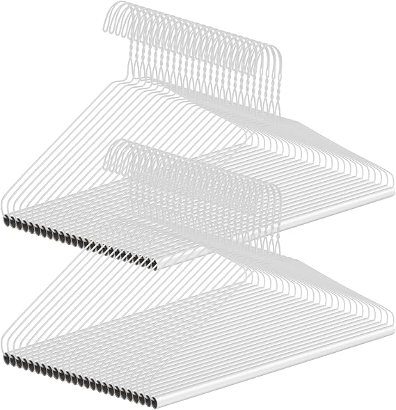 Yuntau 50 Pcs Dry Cleaner Hangers Bulk with Tubes 16" Wire Hangers, White