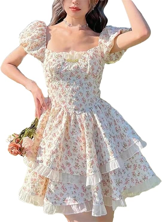 Generic Women's Hollow French Retro Mini Dress Women's Bow Korean Style Dress