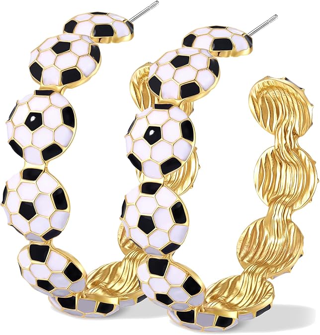 Game Day Earrings for Women Baseball Basketball Soccer Football Hoop Earrings Fashion Sports Jewelry Game Day Outfit Accessories Party Favors Gifts