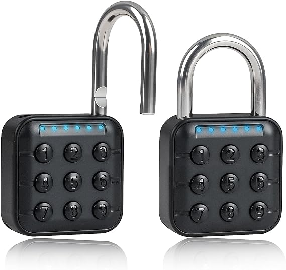 6 Digit Combination Padlock Gym Locker Lock Black IP55 Waterproof Electronic Password Lock with Stainless Steel Shackle and Multi-User Code Function for Gym School Garage Travel Outdoor Use