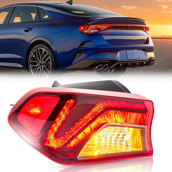 TODO LED Outer Tail Light Assembly Compatible with 2021-2024 Kia K5 EX GT GT-Line, 92401-L3100 KI2804166, Replacement Rear Outer Lamp with Halogen Turn Signal,Driver Side