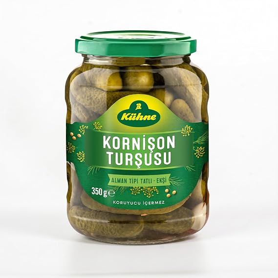Kühne Alman Tarzı Gherkin Turşu Tatlı Tatlı Cam Kavanoz 350 ml