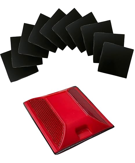 Adhesive Sticky Pads For Road Reflectors | Pack of 10 | 4 by 4 inch Butyl Pads | Sticks to Street, Pavement & Asphalt | Industrial Grade Glue for Reflector Markers (Reflective Studs Sold Separately)