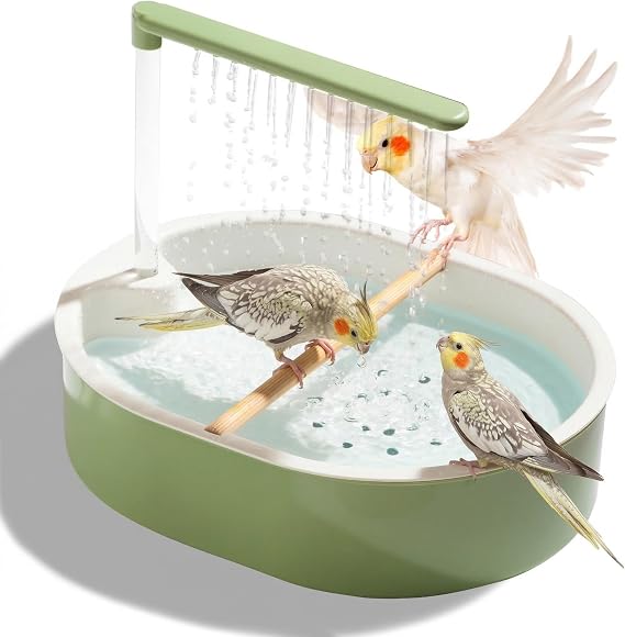 Automatic Bird Bath with Rain Shower, Pet Bathing Basin with Water Circulation System