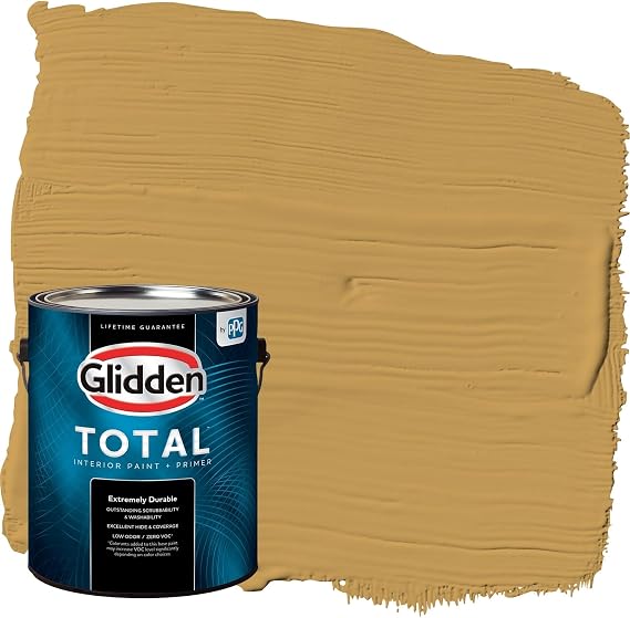 Glidden Total Interior Wall Paint & Primer All-in-One, Amaretto Sours/Yellow, Flat, 1 Gallon