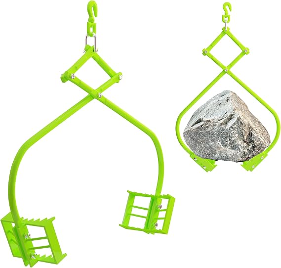 36in Rock Tongs Heavy Duty Steel Lifting Tool 2 Serrated Claw Rock Grabbing Tongs, 1500lb Capacity Log Tongs for Tractor/Truck/Skidder - 36" Max Grip, Industrial Construction & Landscaping Tool