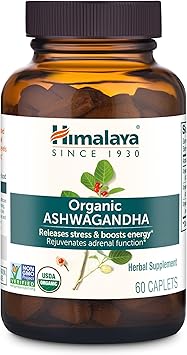 Himalaya USDA Organic Ashwagandha Capsules,Herbal Ashwagandha Supplements for Stress Relief and Energy Support-Ashwagandha for Women and Men,Non-GMO,Vegan,Gluten Free,No Additives,670 mg,60 Caplets