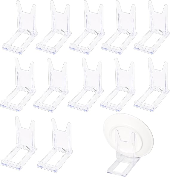 13 Pcs Clear Display Stands - Acrylic Plate Holders with Adjustable Easels for Mobile Phones, Photos, Cards, Books