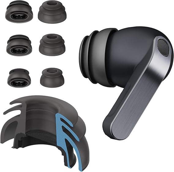 Premium Multi-Flange Eartips for Galaxy Buds4 Pro Always Fits, Never Slips (Black)