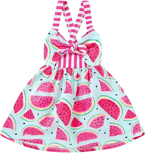 Toddler Baby Girls Summer Skirt Ice Cream Print Sleeveless Strap Backless Dress